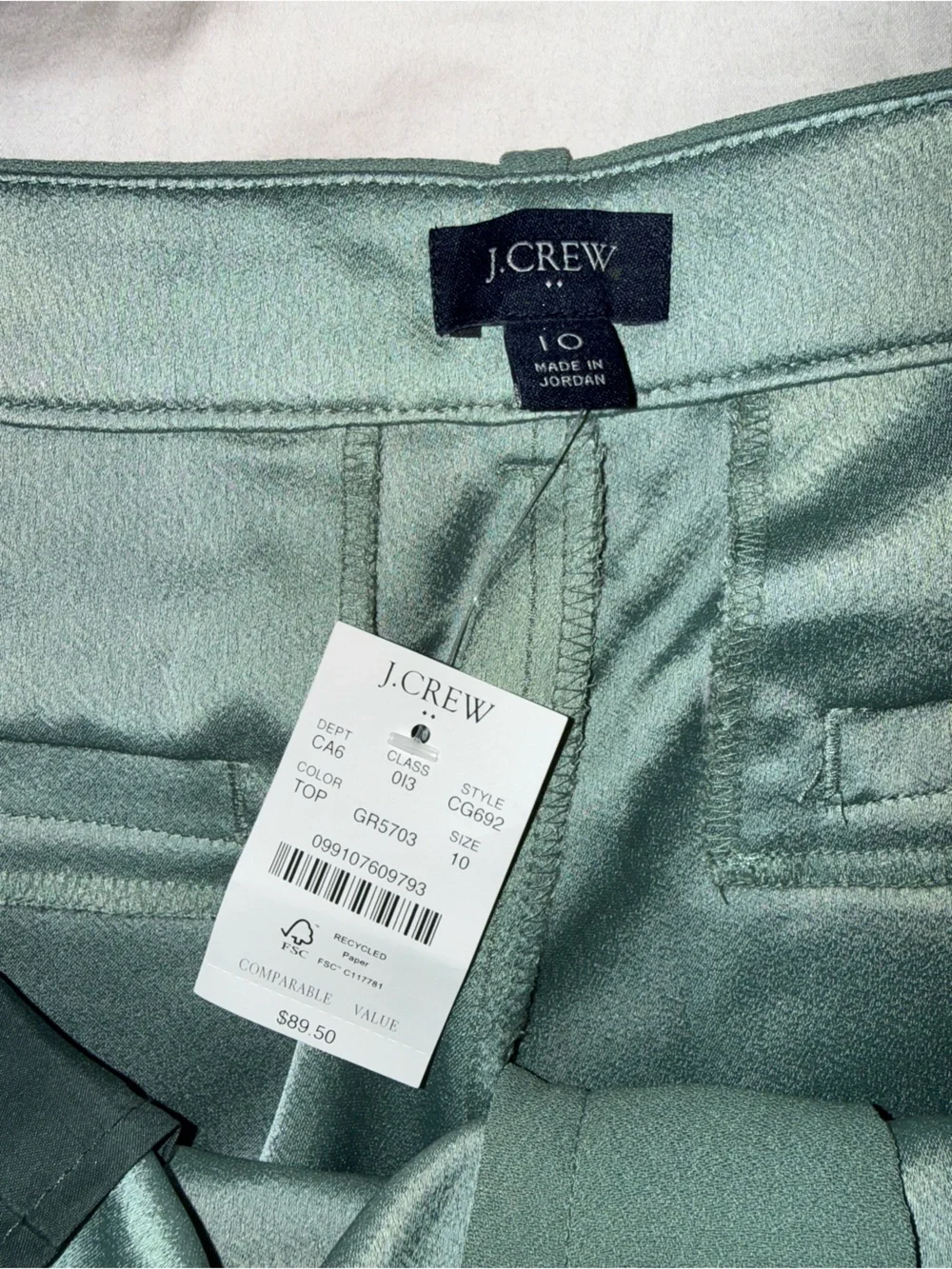 J.Crew Belted Crepe Shorts in Topiary Green NWT Size 10